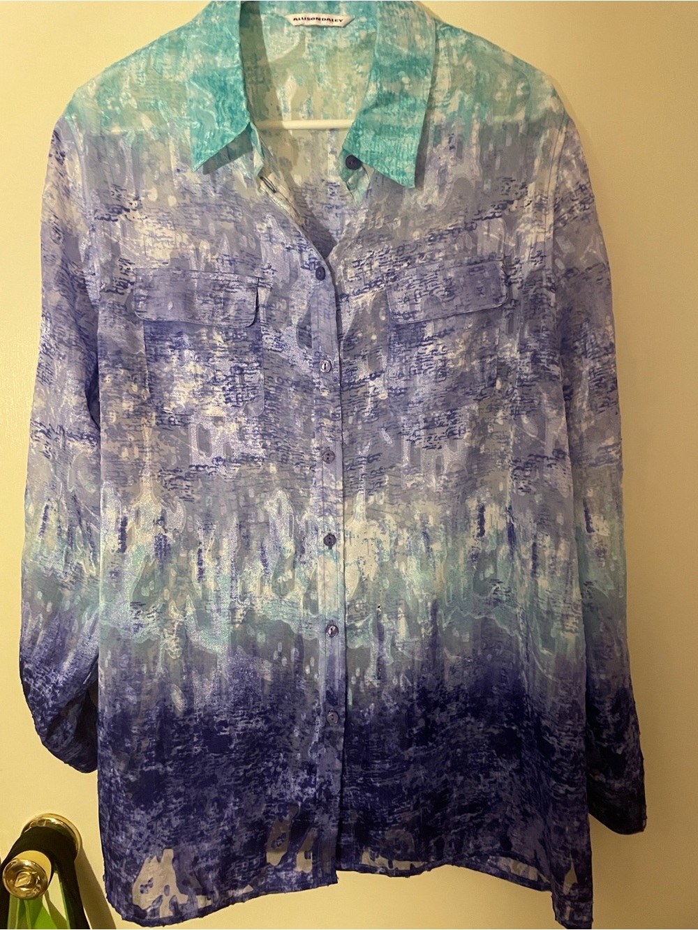Aqua Purple Chiffon Ombre Blouse by Allison Day 2X